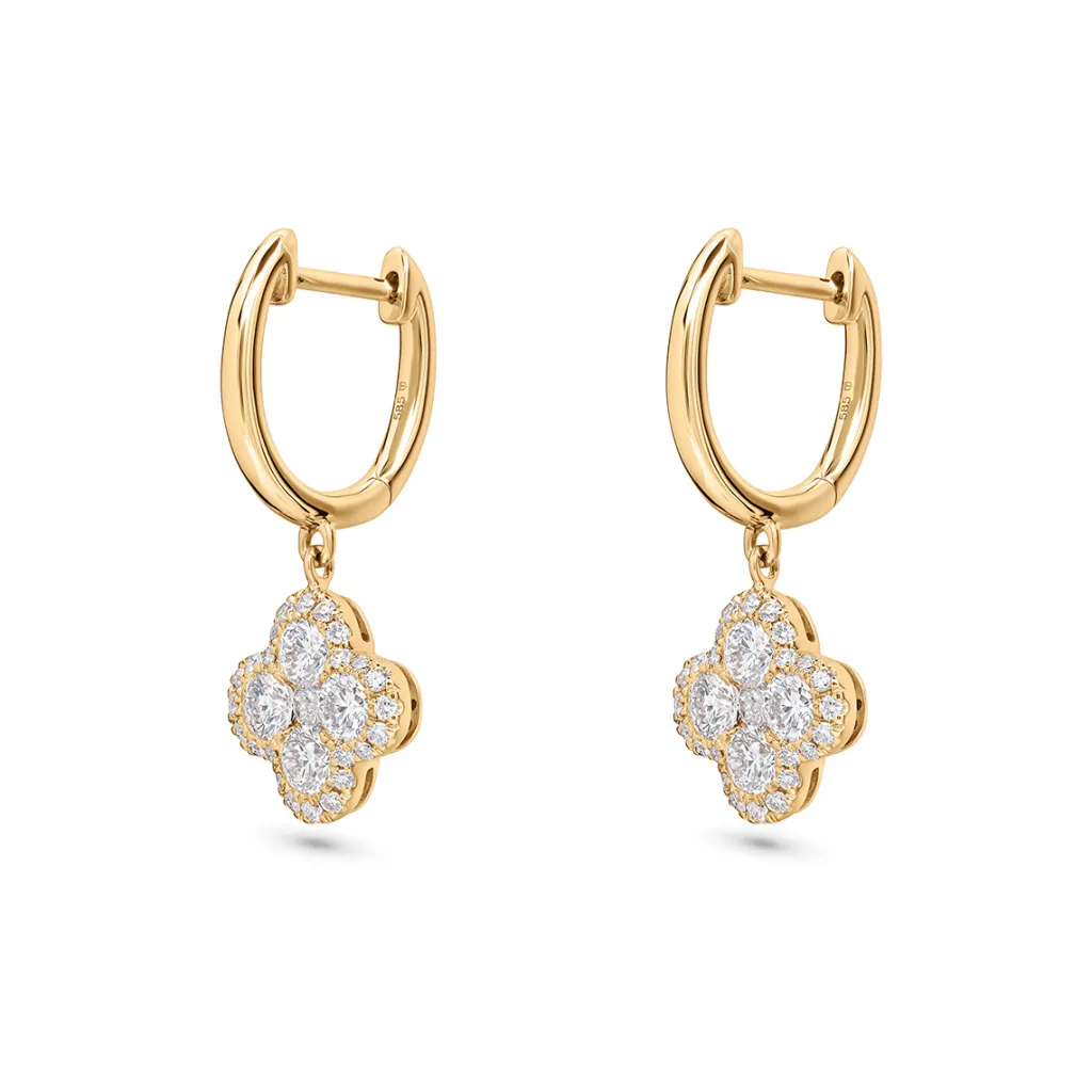 Outlet Firkløver diamantøreringer 1,00 ct Ørepynt