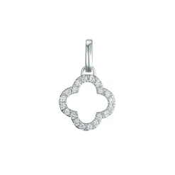 New Firkløverformet diamantanheng i hvitt gull 0,14 ct Halssmykker