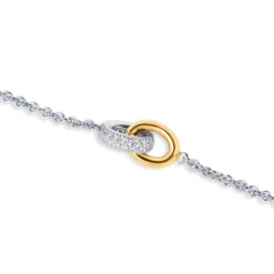 Outlet Forgylt og rhodinert sølvkjede med cubic zirkonia Halssmykker