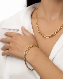 Discount Forgylt sølvarmbånd i forløp med lenker, 18,5 cm Armbånd