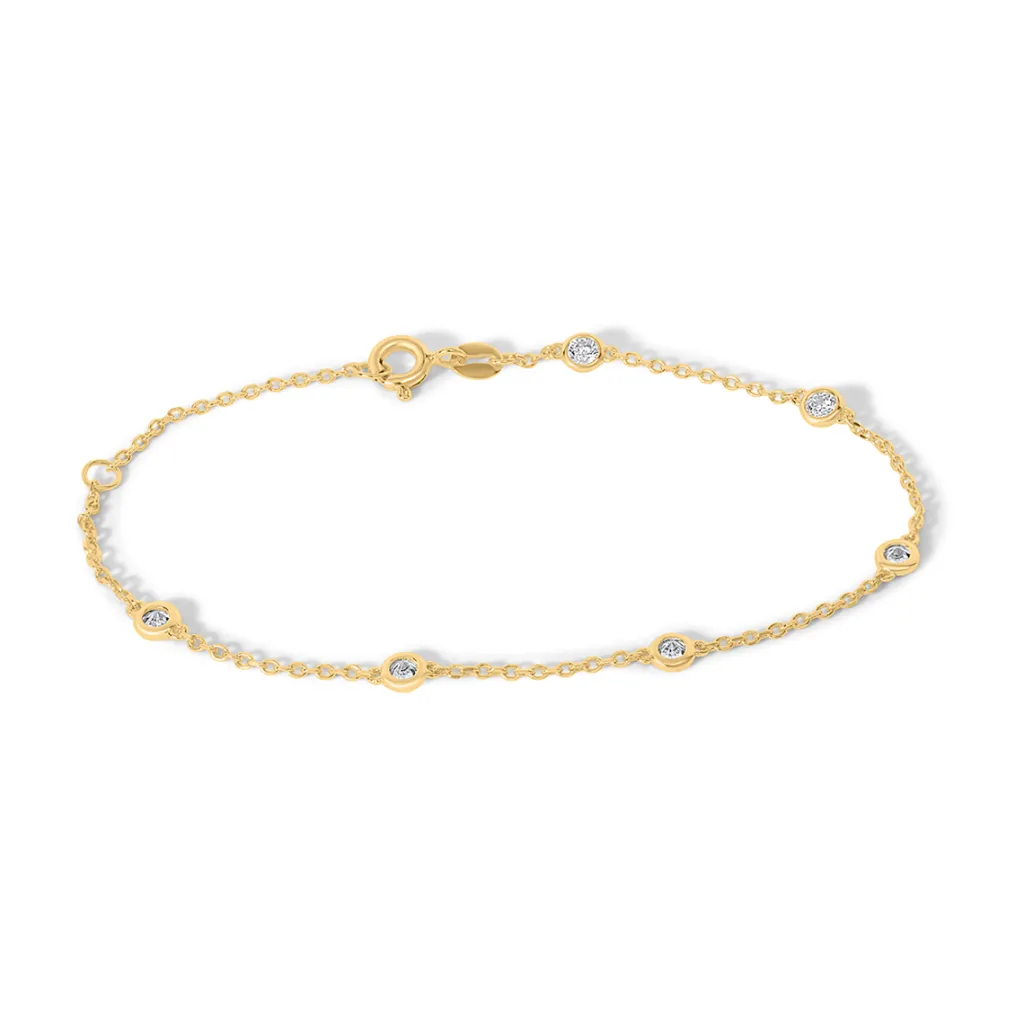 Sale Forgylt sølvarmbånd med cubic zirkonia 17+3 cm Armbånd