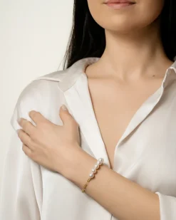 Discount Forgylt sølvarmbånd med perler Armbånd