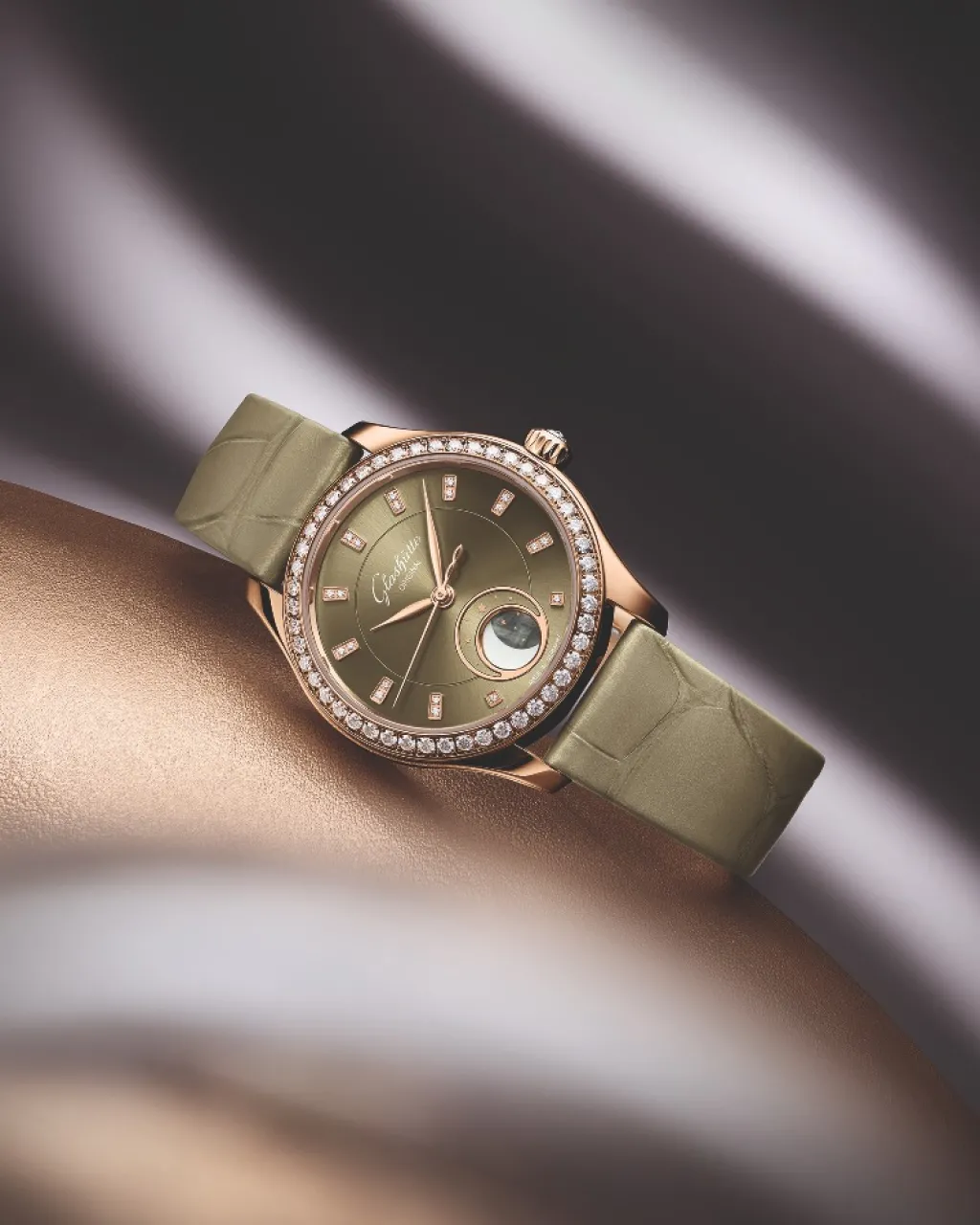 Clearance Glashütte Original Serenade Luna 32,50 mm rødt gull Klokker Med Diamanter | Til Henne