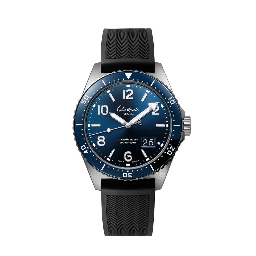 Fashion Glashütte SeaQ Panorama blå 43,2 mm Til Han