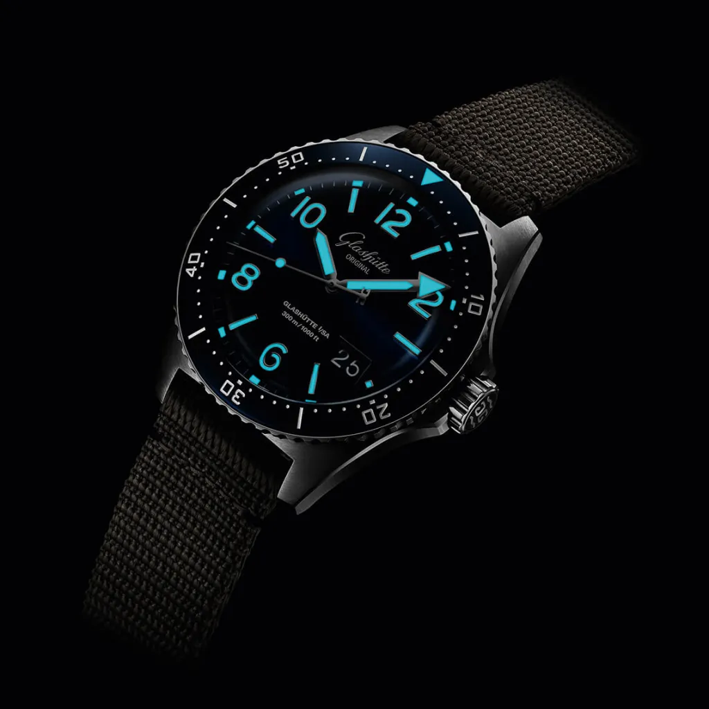 Fashion Glashütte SeaQ Panorama blå 43,2 mm Til Han