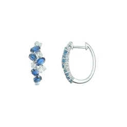 Clearance Gull øreringer med safirer og diamanter 0,60 ct Ørepynt