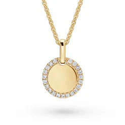 Fashion Gullanheng massiv mynt med diamanter 0,10 ct Halssmykker