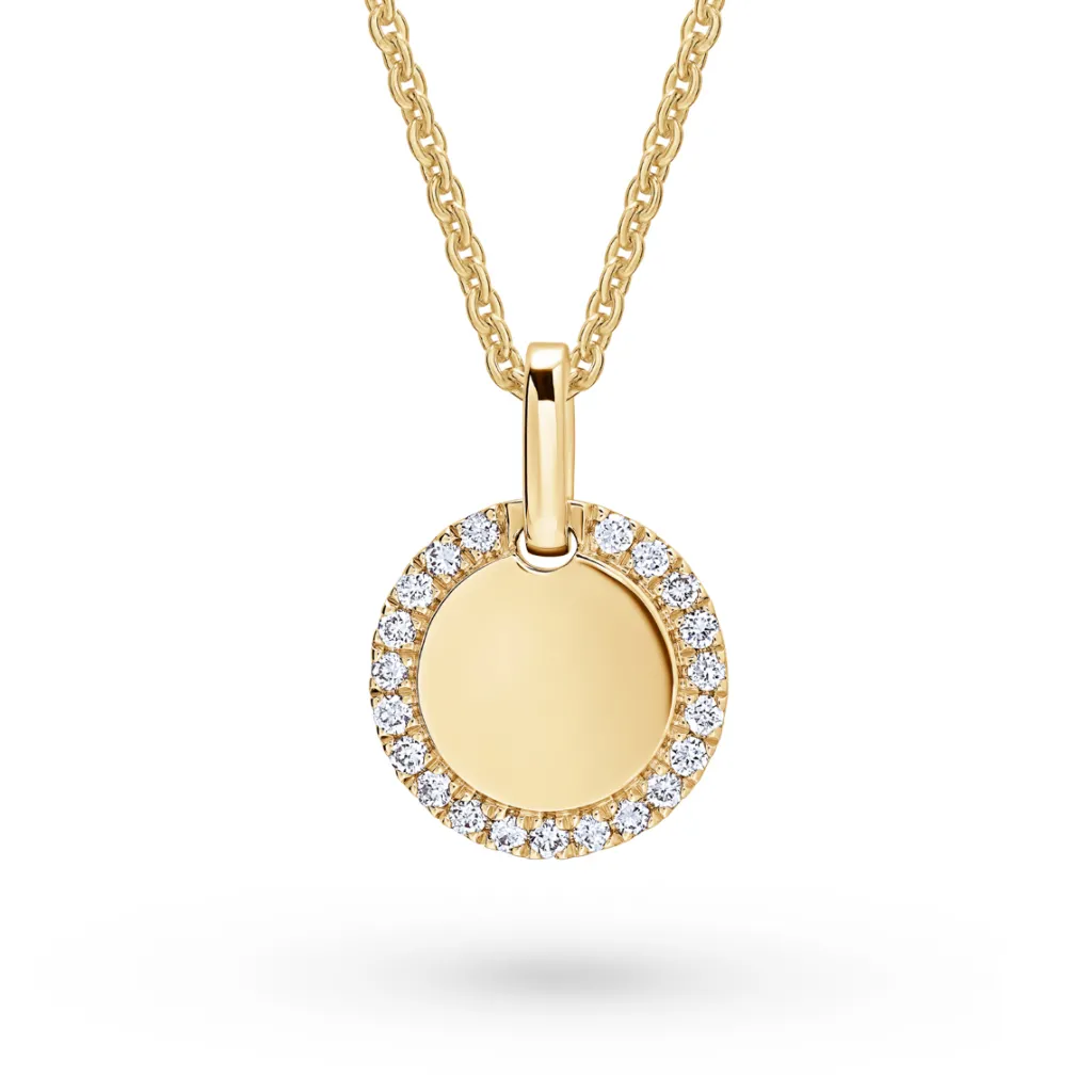 Fashion Gullanheng massiv mynt med diamanter 0,10 ct Halssmykker