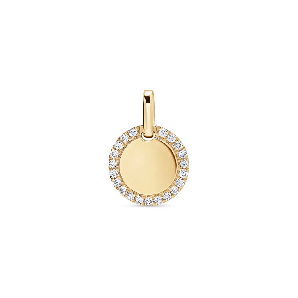 Fashion Gullanheng massiv mynt med diamanter 0,10 ct Halssmykker