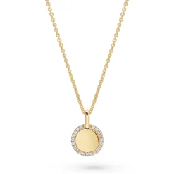 Fashion Gullanheng massiv mynt med diamanter 0,10 ct Halssmykker