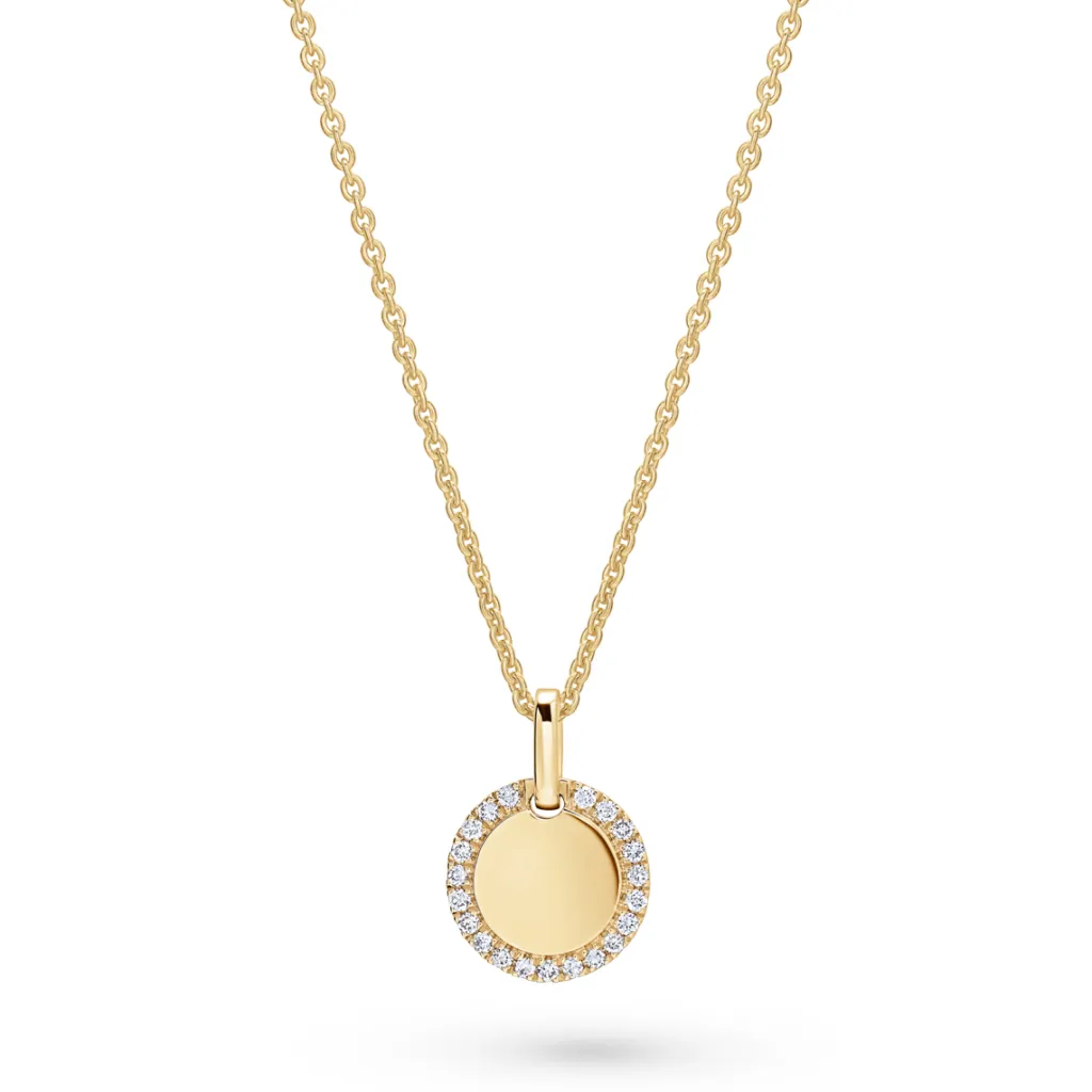 Fashion Gullanheng massiv mynt med diamanter 0,10 ct Halssmykker