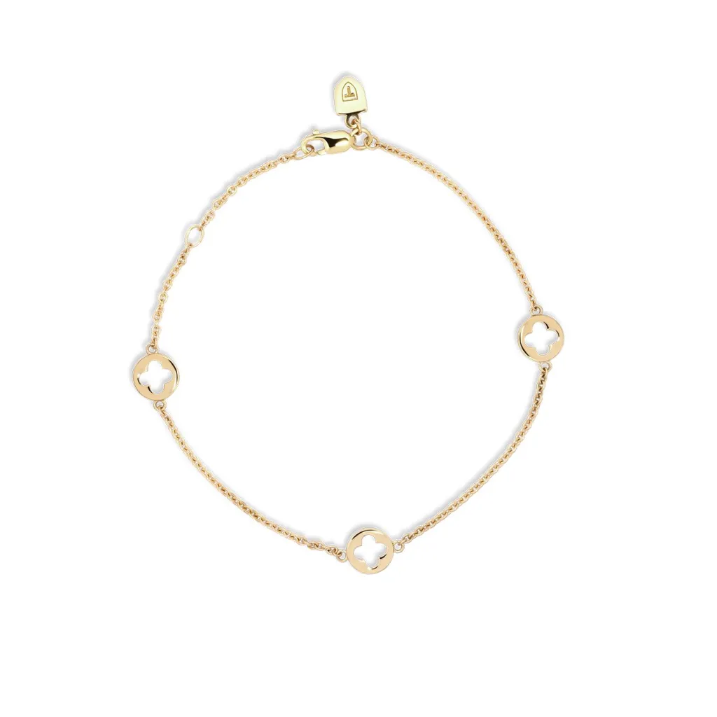 Outlet Gult gull armbånd med firkløver Armbånd