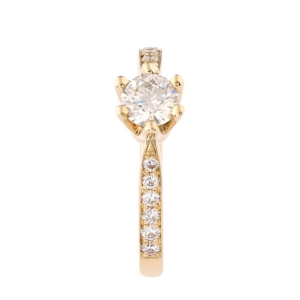 Sale Gult gull diamantring Elegance Exclusive 0,90 ct TW/VS Ringer