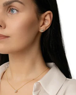 Clearance Gult gull diamantsmykke baguette og brillianter 0,20 ct med halskjede Halssmykker