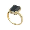 Online Gult gull ring med sort agat og diamanter 0,13 ct Ringer