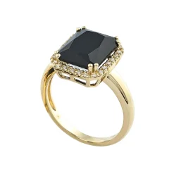 Online Gult gull ring med sort agat og diamanter 0,13 ct Ringer