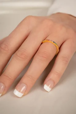 Best Gult gull ring multicolor safirer 0,26 ct Ringer