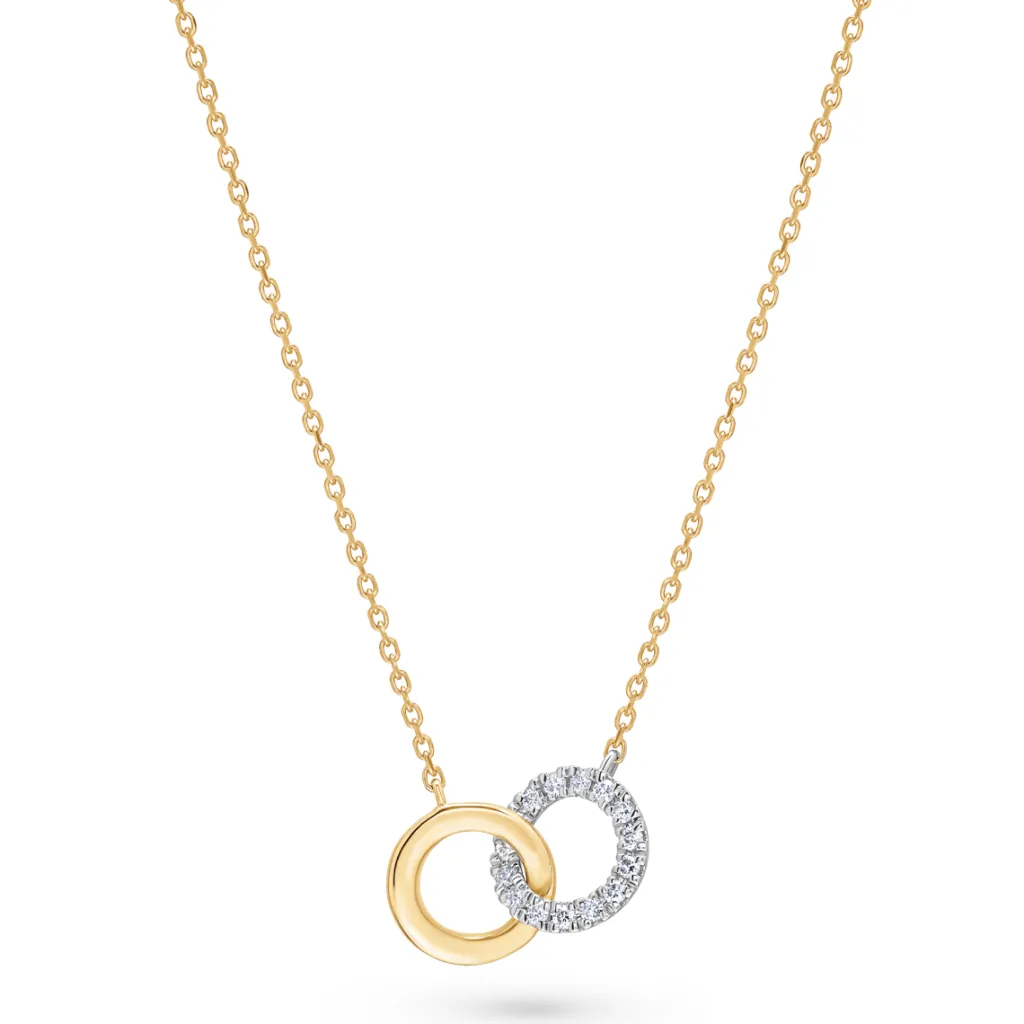 New Halssmykke i hvitt og gult gull med diamanter 0,10 ct Halssmykker