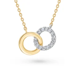 New Halssmykke i hvitt og gult gull med diamanter 0,10 ct Halssmykker