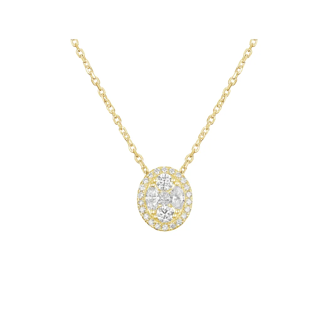 Fashion Halssmykke med diamantanheng i gult gull 0,50 ct Halssmykker