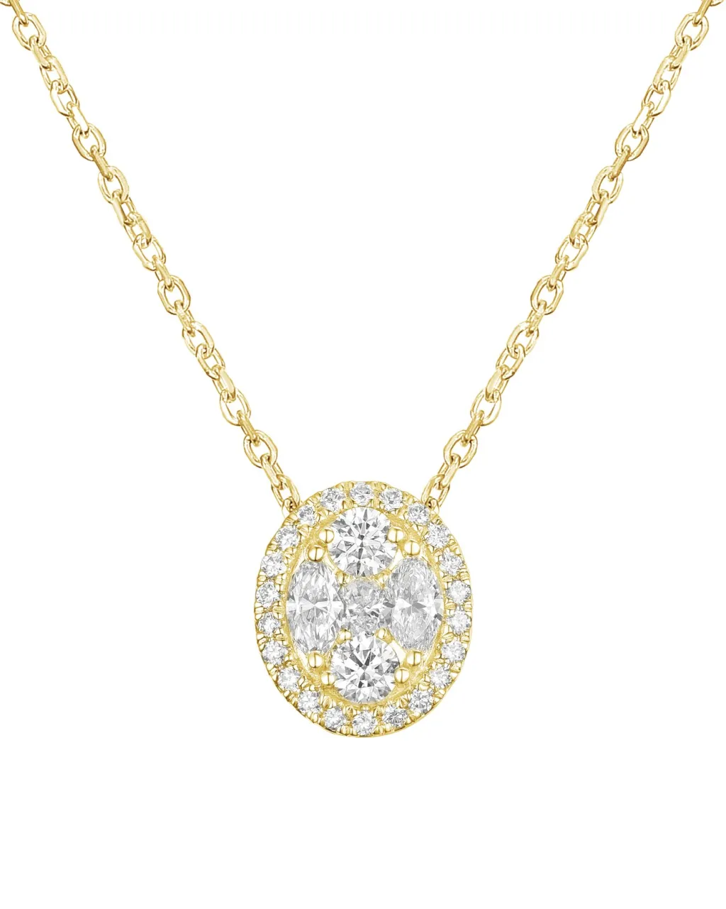 Fashion Halssmykke med diamantanheng i gult gull 0,50 ct Halssmykker