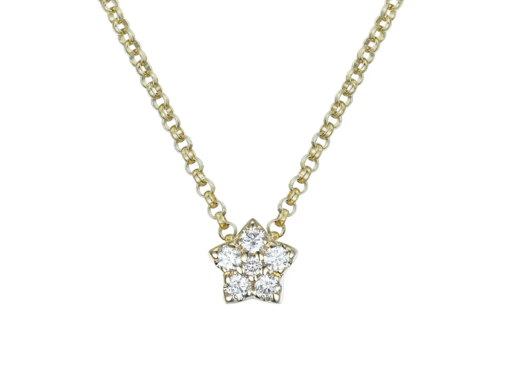 Clearance Halssmykke med stjerneanheng av diamanter 0,06ct Halssmykker