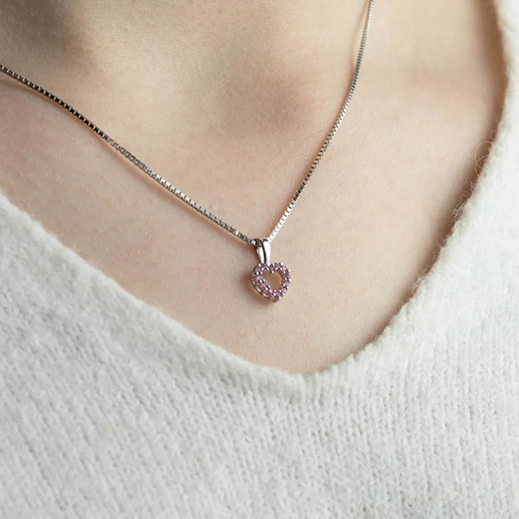 New Hjerteanheng rosa safirer Halssmykker