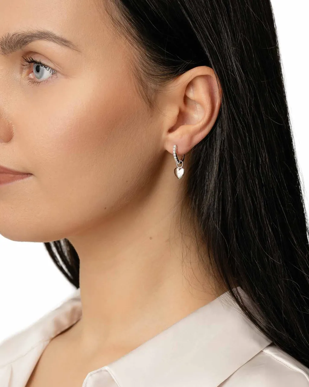 Clearance Hjerteformede Joy charms i hvitt gull Ørepynt