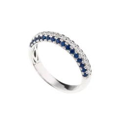 Outlet Hvitt gull ring med safir og diamanter Ringer