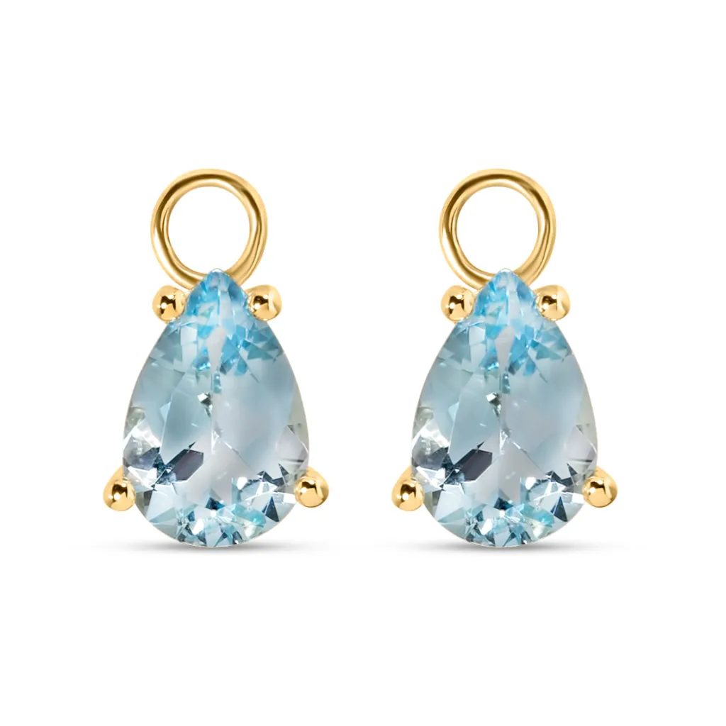 Discount Joy charms i gult gull med blå topas 3,30 ct Ørepynt