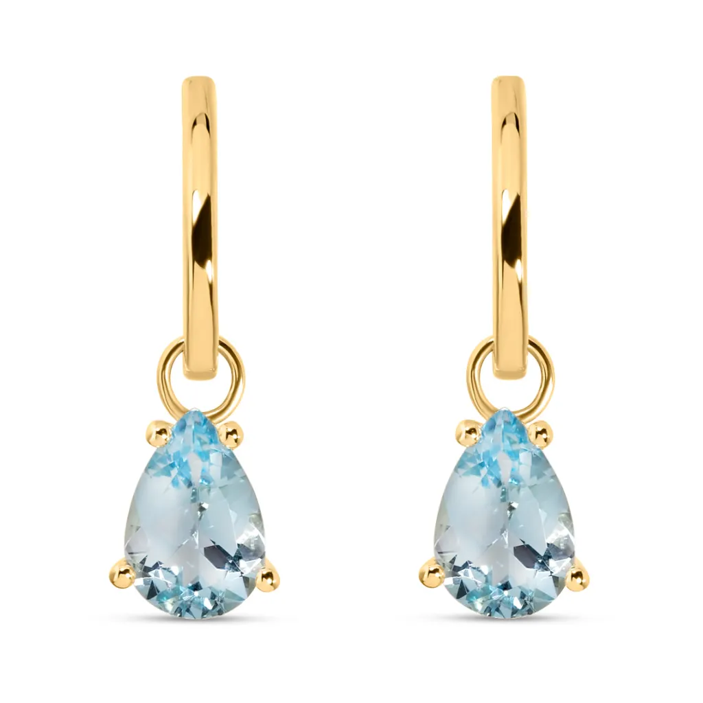 Discount Joy charms i gult gull med blå topas 3,30 ct Ørepynt