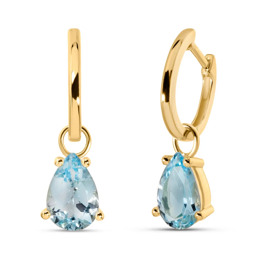 Discount Joy charms i gult gull med blå topas 3,30 ct Ørepynt
