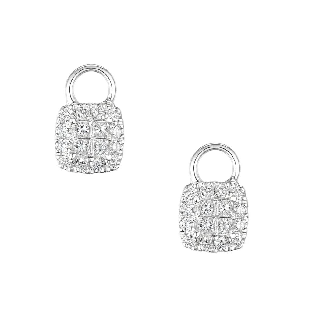 Outlet Joy charms i hvitt gull princess cut 0,50 ct Ørepynt