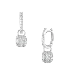 Outlet Joy charms i hvitt gull princess cut 0,50 ct Ørepynt