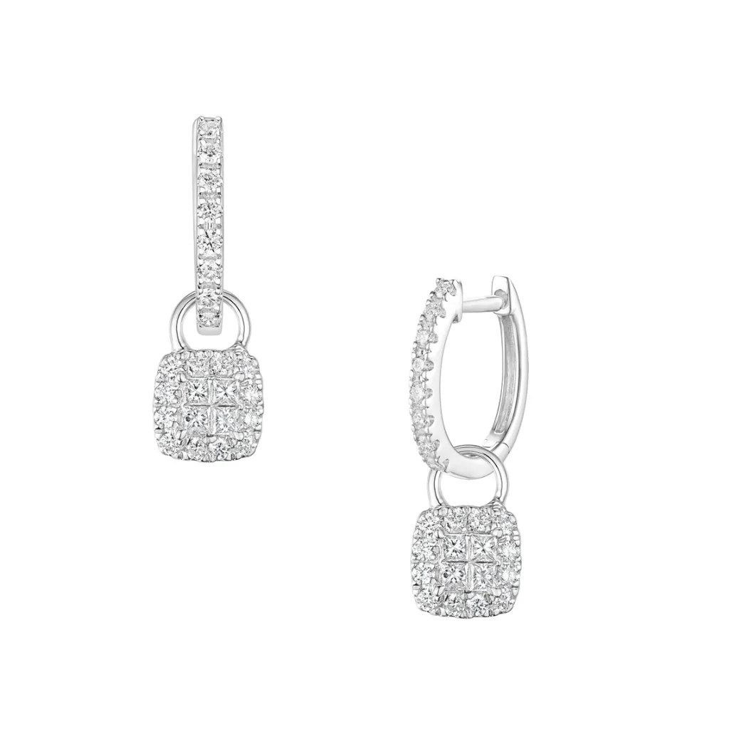 Outlet Joy charms i hvitt gull princess cut 0,50 ct Ørepynt