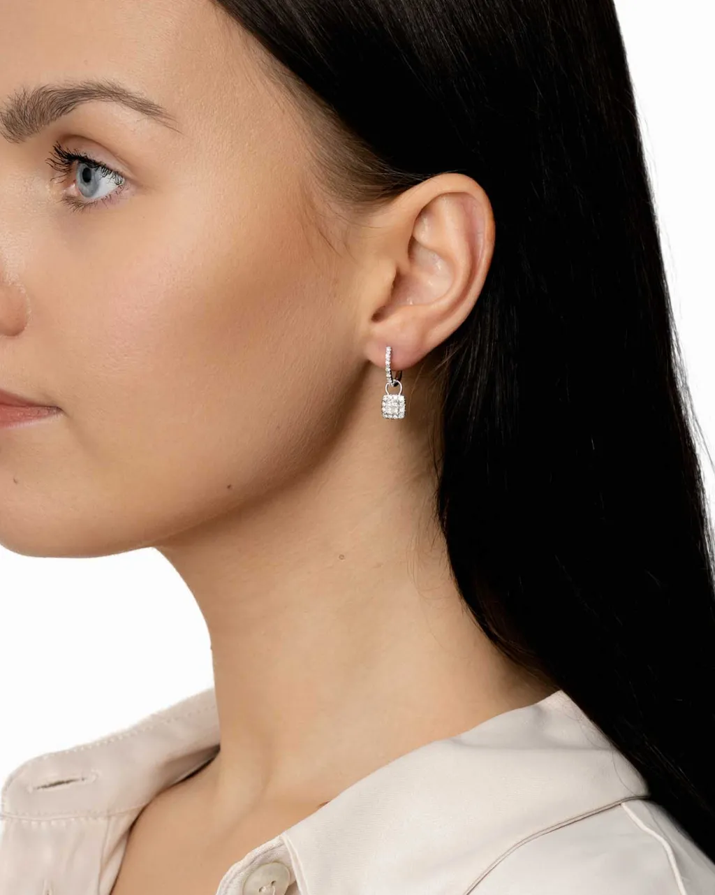 Outlet Joy charms i hvitt gull princess cut 0,50 ct Ørepynt