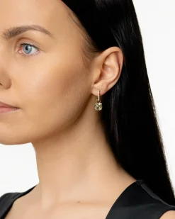 Fashion Joy charms med grønn ametyst i gult gull Ørepynt
