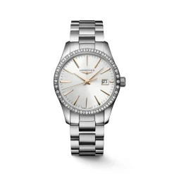 Outlet Conquest Classic sølv med diamanter 34 mm Klokker Med Diamanter | Til Henne