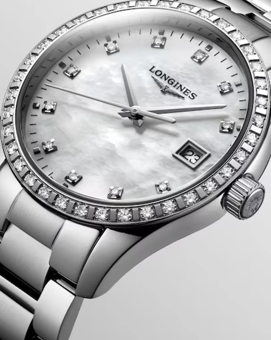 Online Conquest Classic med diamanter hvit perlemor 34 mm Til Henne