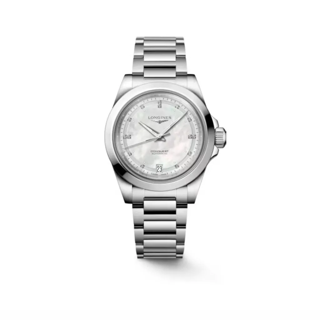 Online Conquest diamanter 0,035 ct hvit perlemor 34 mm Klokker Med Diamanter | Til Henne