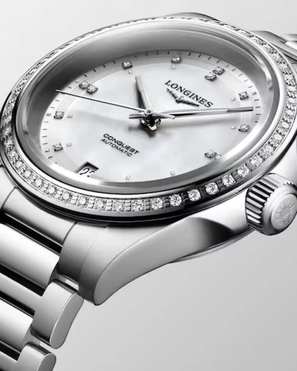Fashion Conquest diamanter hvit perlemor 34 mm Klokker Med Diamanter | Til Henne
