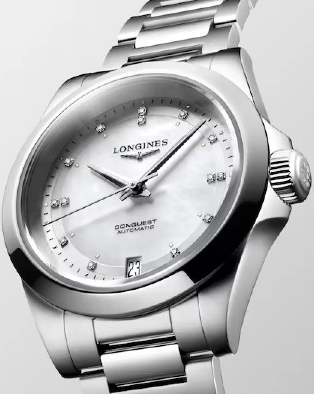 Online Conquest diamanter 0,035 ct hvit perlemor 34 mm Klokker Med Diamanter | Til Henne
