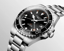 New HydroConquest GMT Sort 41 mm Dykkerklokker | Til Han