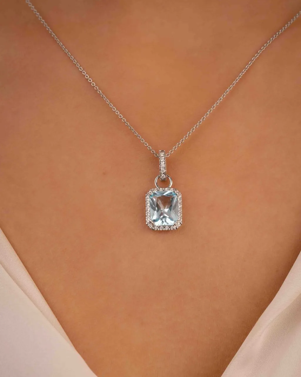 Outlet Låsemekanisme hvitt gull med diamanter for Joy anheng Halssmykker