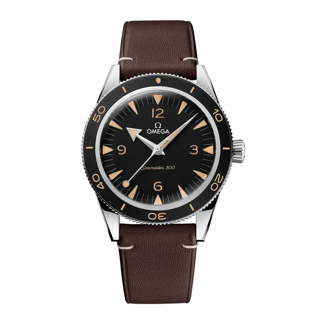 Hot Seamaster 300 lærrem 41 mm Til Han | Dykkerklokker