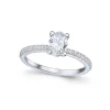 Discount Ovalslipt diamantring i hvitt gull 0,88ct Ringer
