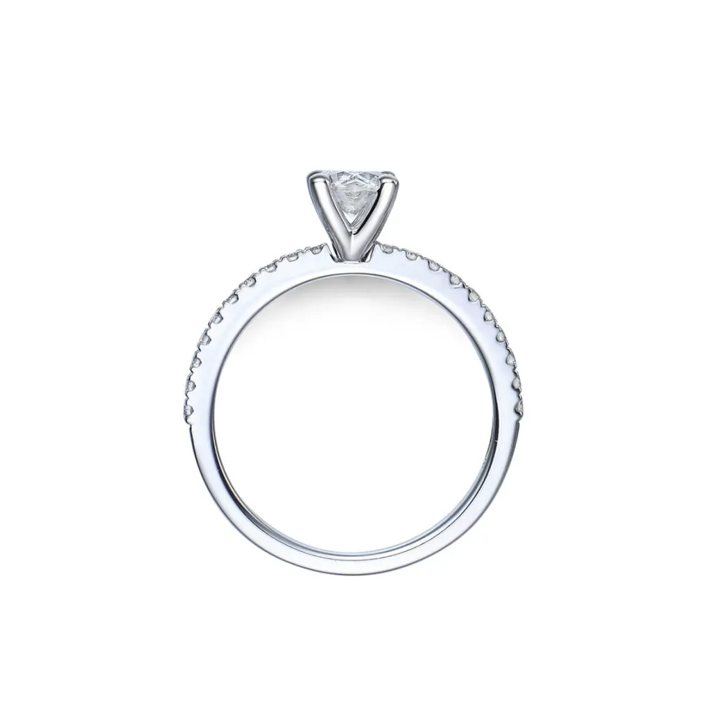 Discount Ovalslipt diamantring i hvitt gull 0,88ct Ringer