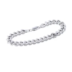 New Panserarmbånd rund i rhodinert sølv 19 cm Armbånd