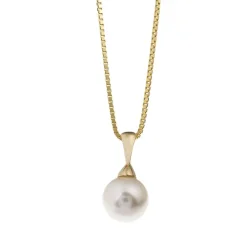 Fashion Perleanheng i gult gull 7,5-8,0mm Halssmykker