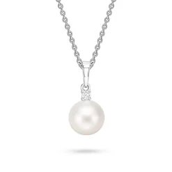 Sale Perleanheng i hvitt gull med diamant Halssmykker